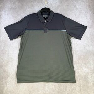 Pebble Beach Dry-Luxe Performance Polo Shirt Mens XL Striped Navy Olive Green